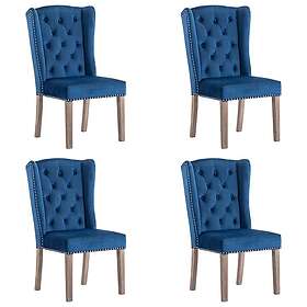 vidaXL Matstolar 4 st blå sammet
