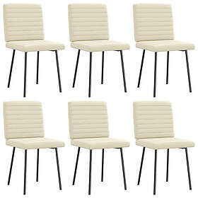 vidaXL Matstolar 6 st gräddvit konstläder