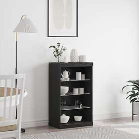 vidaXL Sideboard med LED-lampor Svart Ek 60,5x37x100 cm