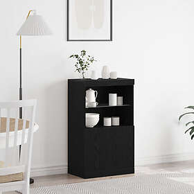 vidaXL Sideboard med LED-lampor Svart Ek 60x37x100 cm