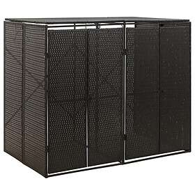 vidaXL Dubbelt skjul för soptunnor svart 140x80x117 cm konstrotting