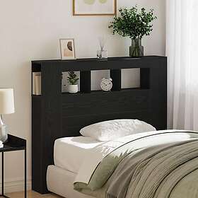 vidaXL Förvarings huvudgavel med LED-lampor Svart Ek 120x18,5x103,5 cm