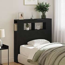 vidaXL Förvaringshuvudgavel med LED-lampor svart ek 100x18,5x103,5 cm