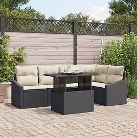vidaXL Lounge Sett 6 Deler Svart Rattan