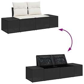 vidaXL Lounge Set 7 deler med puter svart polyrotting akasie