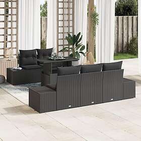 vidaXL Lounge Set 6 Pieces with Cushions Black Poly-Rattan