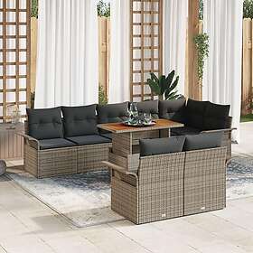vidaXL Garden Sofa Set 9 Pieces Gray Poly Rattan Garden Table