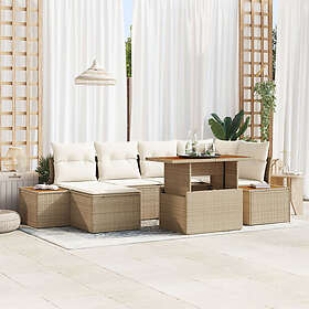 vidaXL Salon d'extérieur 7 Pièces Beige Rotin Meubles de véranda
