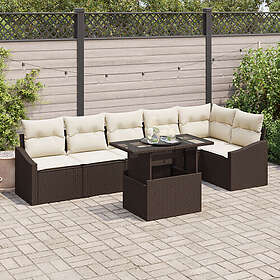 vidaXL Lounge Set 7 Deler Brun Rattan