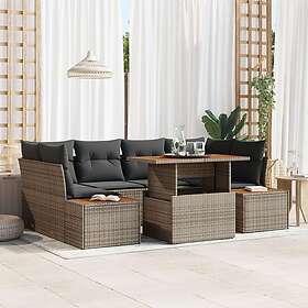 vidaXL Lounge Set 6 Deler Grå Rattan