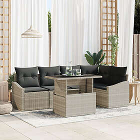 vidaXL Lounge Sett 6 Deler Beige Rattan