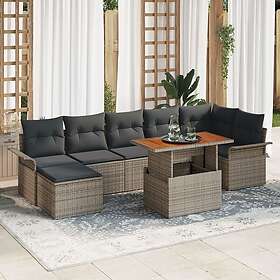 vidaXL Garden Sofa Set 8 pcs Grey Synthetic Rattan and Wood