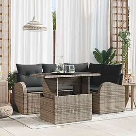 vidaXL 5-delat trädgårdsoffaset med kuddar Grå Poly Rattan