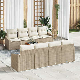 vidaXL Lounge Sett 9 Deler med Pute Beige Polyrotting Akasie