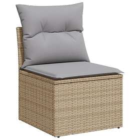 vidaXL Trädgårdsoffset Set med 9 Beige, Grå Rattan, Polyester, Skum