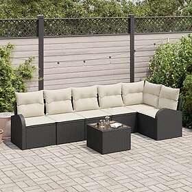 vidaXL Lounge Set 6 Pieces with Cushions Brown Poly Rattan