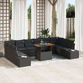 vidaXL Lounge Set 11 Pieces Black Rattan 4-seater Outdoor Sofa