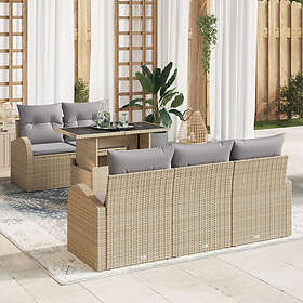 vidaXL Lounge Sett 6 Deler med Pute Beige Poly Rattan