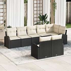 vidaXL Lounge Set 8 Pieces with Cushions Black Poly Rattan
