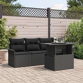 vidaXL Lounge Sett med Pute 5 Deler Svart Poly Rattan