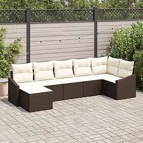 vidaXL Ensemble Lounge 7 Pièces avec Coussins Marron Poly Rotin