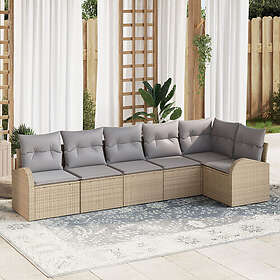 vidaXL Lounge Sett 6 Deler med Pute Beige Polyrotting