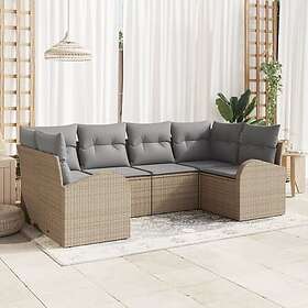 vidaXL Lounge Sett 6 Deler med Pute Beige Poly Rattan