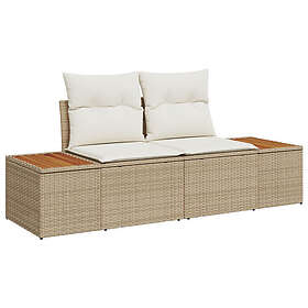 vidaXL Lounge Sett 9 Deles med Pute Beige Polyrotting