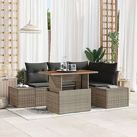 vidaXL 5-delat trädgårdsdining-set med kuddar Grå Polyrotting Acacia