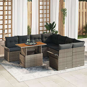 vidaXL 9 Piece Garden Sofa Set Grey Rattan
