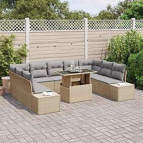 vidaXL Lounge Set 10 Delar Beige Rattan