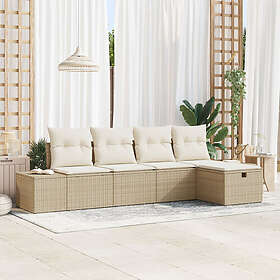 vidaXL Loungesett 5 Deler med puter beige polyrotting
