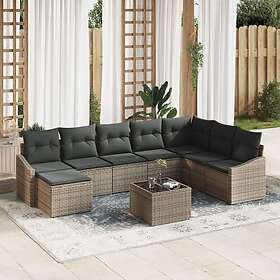 vidaXL Lounge Set 8 Pieces with Cushions Black Poly Rattan