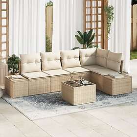 vidaXL Lounge Sett 6 Deler med Pute Brun Poly Rattan