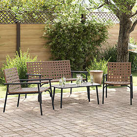 vidaXL 4-delat utomhus kaffebordset i brunt rotting och stål