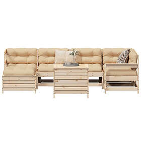 vidaXL Soffgrupp för trädgården 7 delar massiv furu