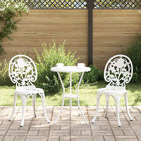 vidaXL Bistro Set 3 Pieces White Cast Aluminum
