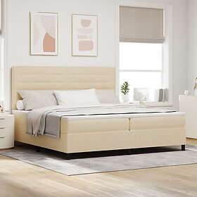 vidaXL Box Våningssäng med Madrass Kräm 200x200 cm Tyg