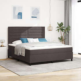 vidaXL Boxspring Säng med Madrass Mörkbrun Super King Tyg