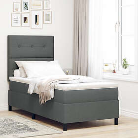 vidaXL Boxspring Bed with mattress & LED Dark gray 90x200cm Fabric