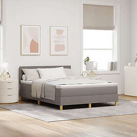 vidaXL Boxspring Säng med Madrass Taupe 140x190 cm Tyg