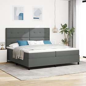 vidaXL Boxfjäder säng med madrass mörkgrå 200x200 cm tyg