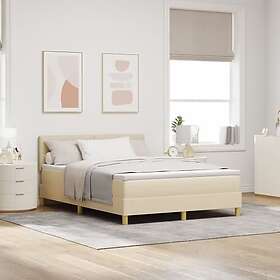 vidaXL Box Spring Säng med Madrass Grädde 140x200 cm Tyg