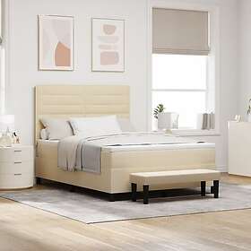 vidaXL Boxfjäder Säng med Madrass & Bänk Kräm 140x190 cm Tyg