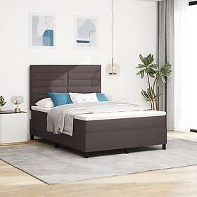 vidaXL Boxspring-säng med Madrass Mörkbrun 140x190 cm Tyg