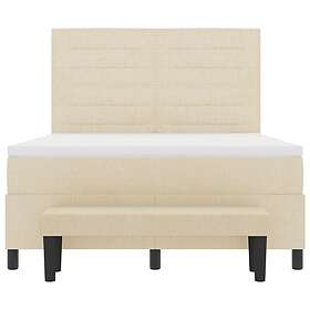 vidaXL Bäddbotten med Madrass & Bänk Kräm 140x200 cm Tyg