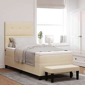 vidaXL Boxspring-säng med madrass & bänk kräm 100x200 cm tyg