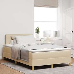 vidaXL Box Spring Säng med Madrass Grädde 120x200 cm Tyg