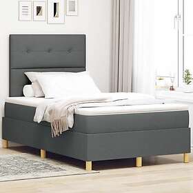 vidaXL Boxfjäder säng med madrass Mörkgrå 120x200 cm Tyg