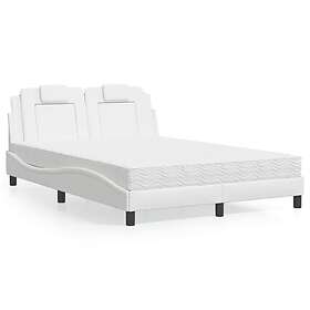 vidaXL Säng med madrass vit 120x200 cm konstläder